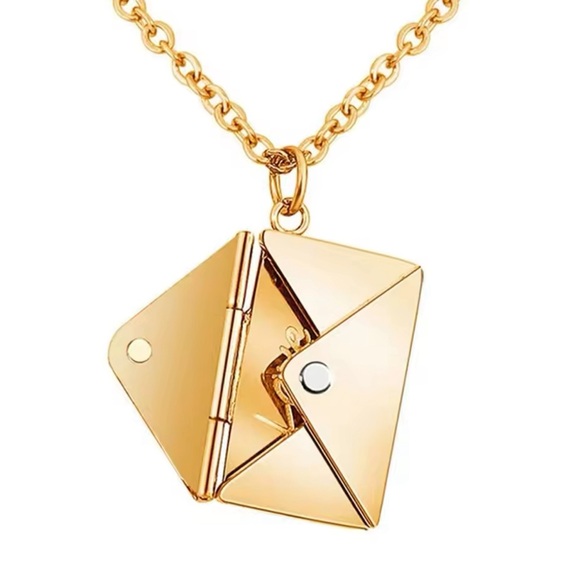 NEW Love Letter Pendant Rose Gold Stainless Steel Love Letter Envelope Necklace - Picture 5 of 6